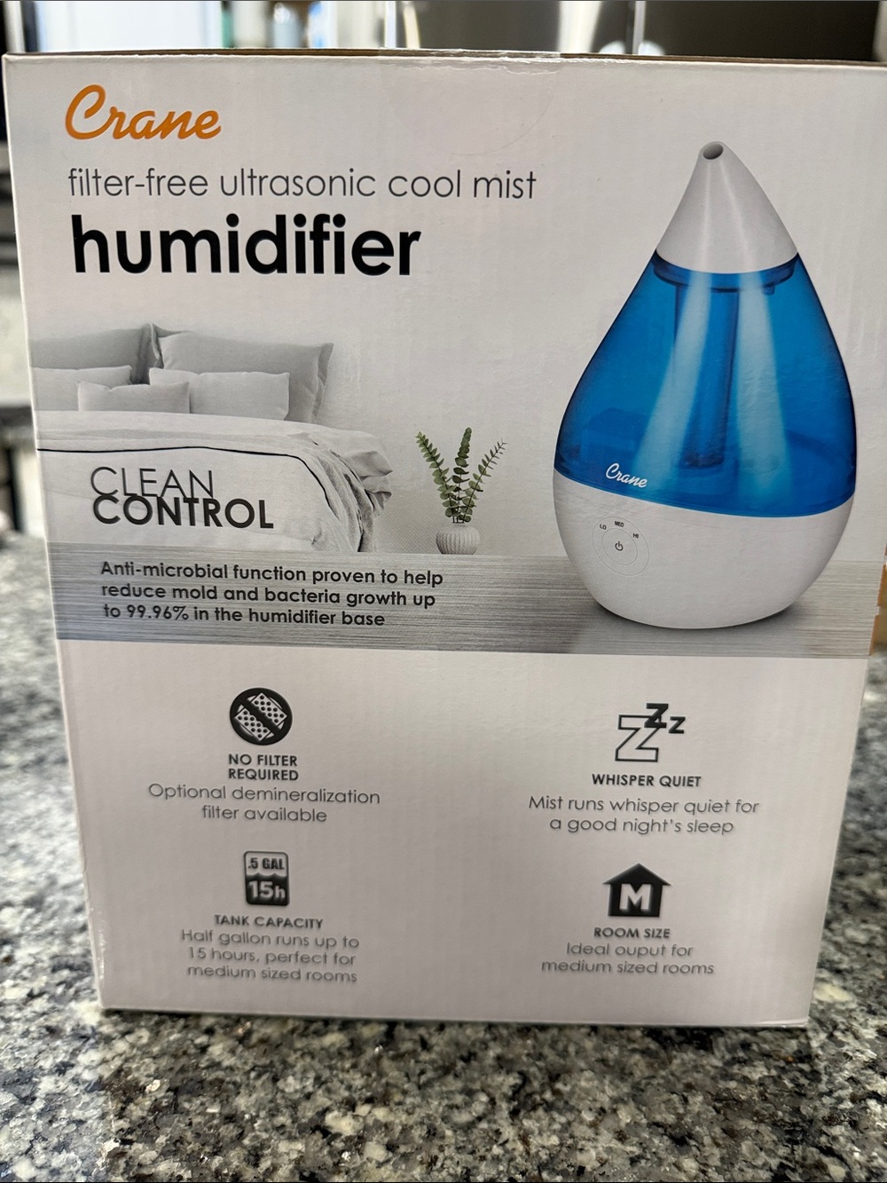 Crane Cool Mist Humidifier - Blue - Picture 2 of 3